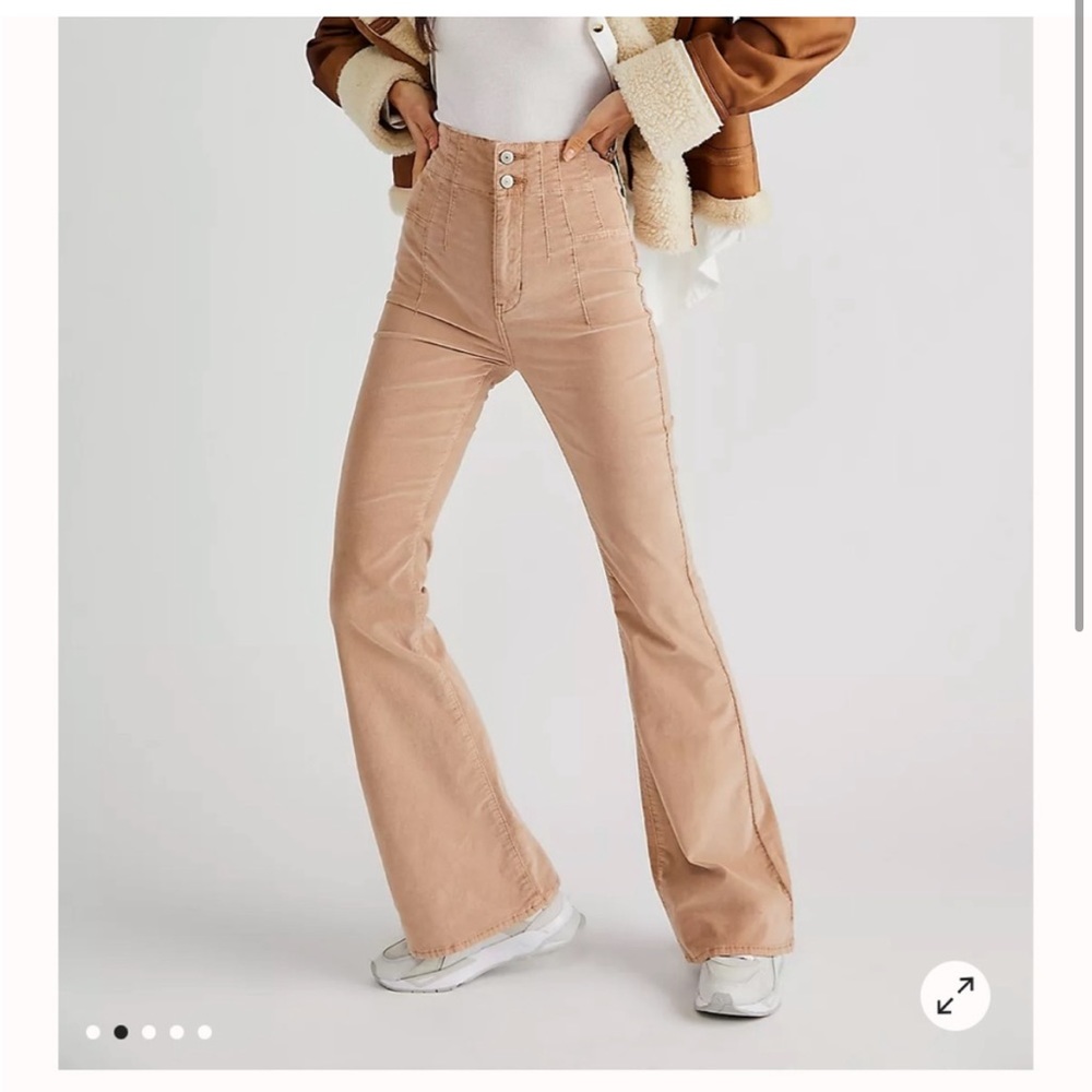Free People High-Rise Blush Boot Cut Corduroy Pants